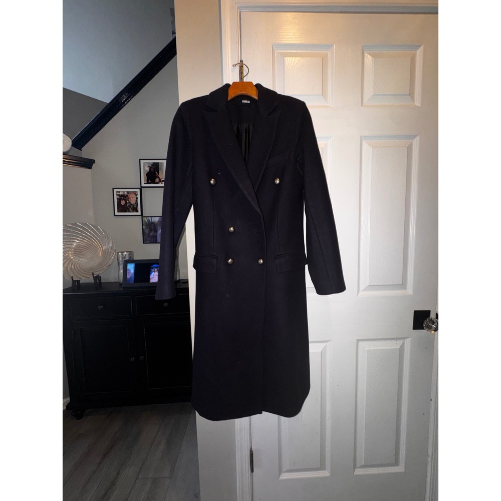 Nicholas Navy Wool‎ Cashmere Double Breasted Long Coat Australian Made US 6